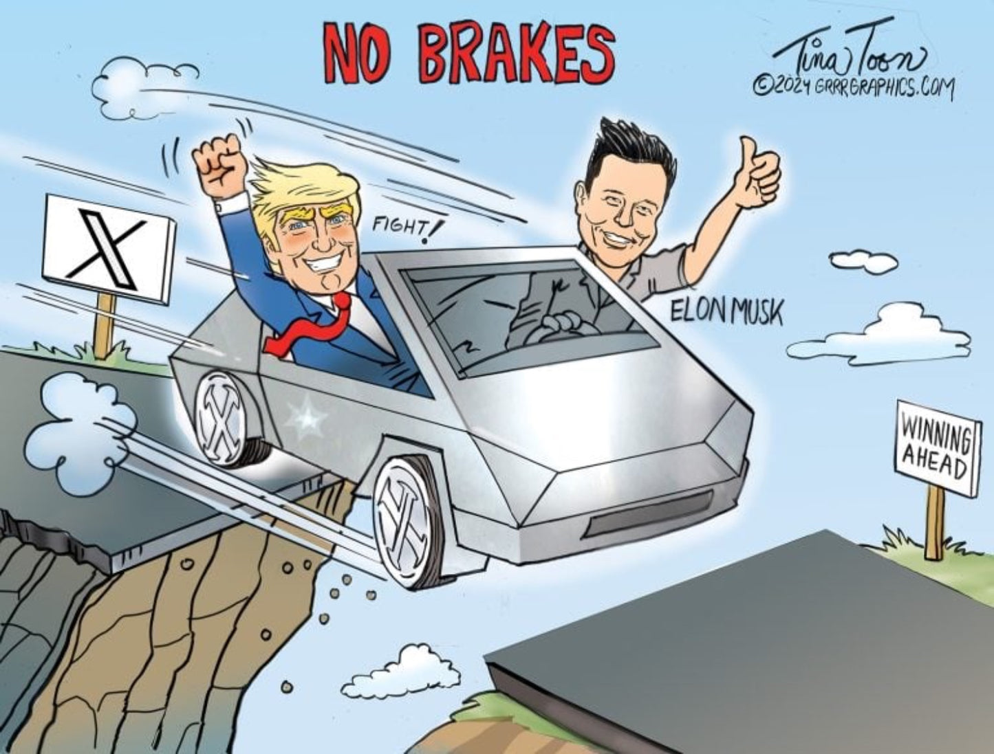 T-SHIRT - Trump/Musk “trucking”